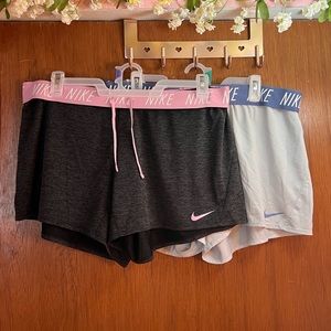 2 PAIRS - Nike Shorts - Grey & Pink / Blue Combo - Women’s size XXL
